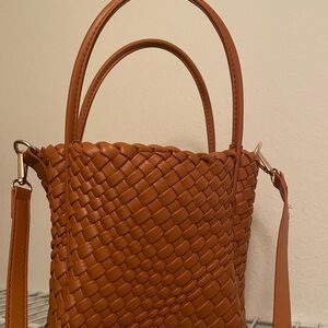 Anthropologie Tan Woven Leather Tote
